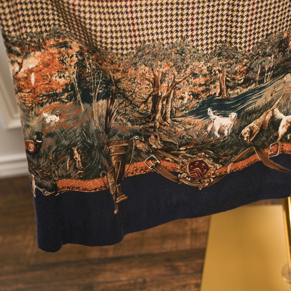 Willowbend Skirt Vest Set Womens Vintage Houndstooth Hunting Scene Medium USA - Picture 6 of 15